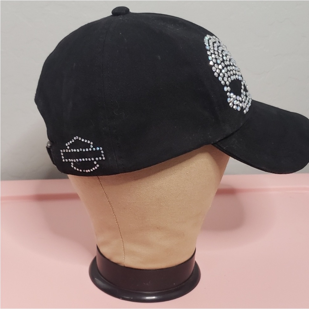 Harley-Davidson Black Cap with Rhinestone Skull Design - Picture 2 of 11